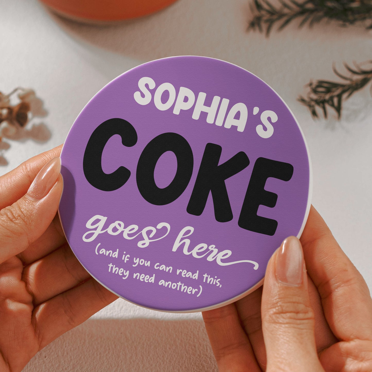 Diet Coke Coaster Funny Desk Decor Exchange Gift For Friends, Coworkers - Personalized Ceramic Coaster