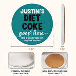 Diet Coke Coaster Funny Desk Decor Exchange Gift For Friends, Coworkers - Personalized Ceramic Coaster