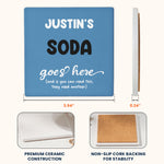Diet Coke Coaster Funny Desk Decor Exchange Gift For Friends, Coworkers - Personalized Ceramic Coaster