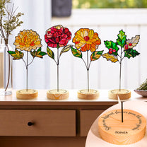 Different Flowers From Same Garden - Custom Stained Glass Birth Flower Suncatcher