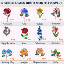 Different Flowers From Same Garden - Custom Stained Glass Birth Flower Suncatcher