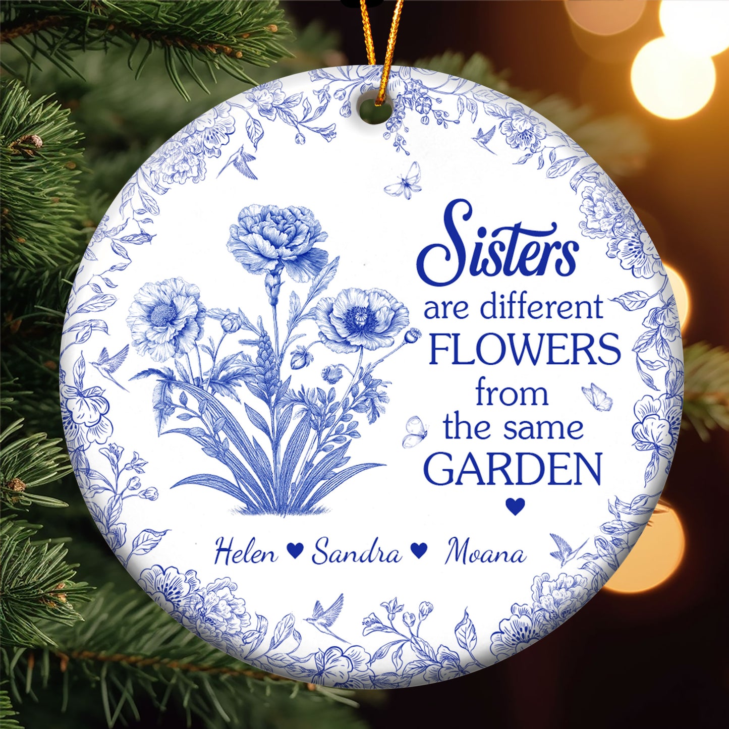 Different Flowers From Same Garden - Personalized Ceramic Ornament