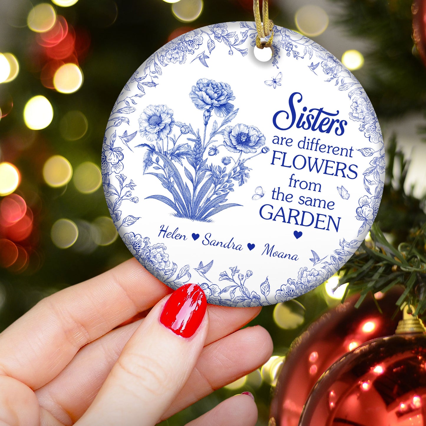 Different Flowers From Same Garden - Personalized Ceramic Ornament