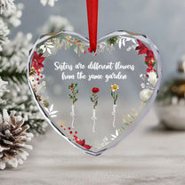 Different Flowers From Same Garden - Personalized Heart Glass Ornament