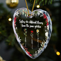 Different Flowers From Same Garden - Personalized Heart Glass Ornament