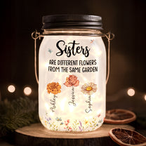 Different Flowers From Same Garden - Personalized Solar Mason Jar Light