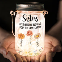 Different Flowers From Same Garden - Personalized Solar Mason Jar Light