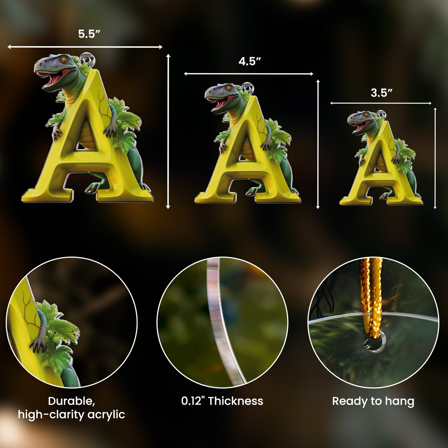 Dinosaur Alphabet - Personalized Acrylic Ornament