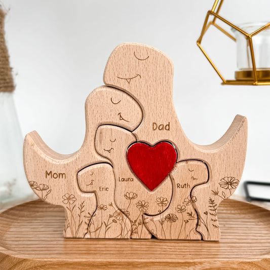 Dinosaur Family - Personalized Wooden Dinosaur Family Puzzle