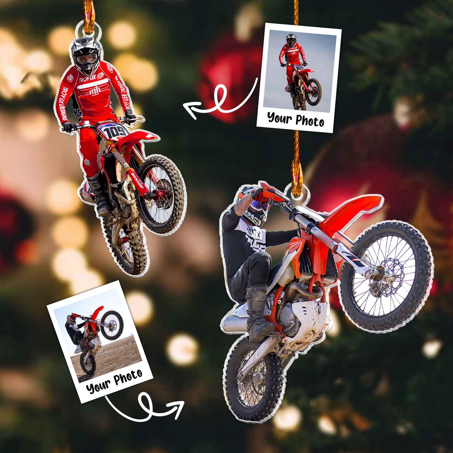 Dirt Bike Christmas Ornaments Motocross Lover - Personalized Acrylic Photo Ornament