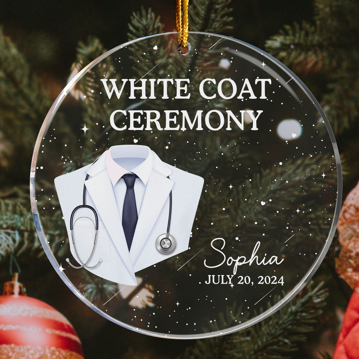 Doctor Christmas Ornament - White Coat Ceremony - Personalized Acrylic Ornament