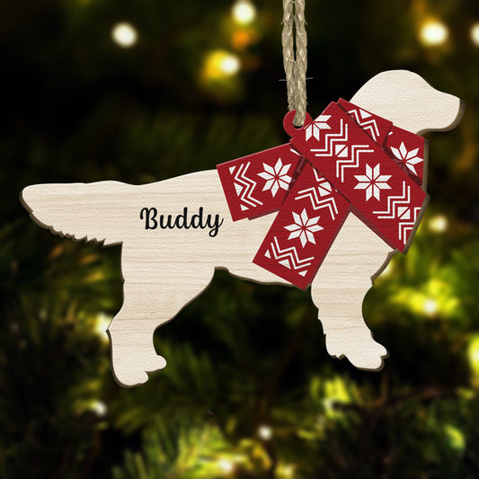 Dog Christmas - Personalized Wooden Ornament