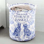 Dog Custom Breeds Floral Toile De Jouy French - Personalized Laundry Storage Basket