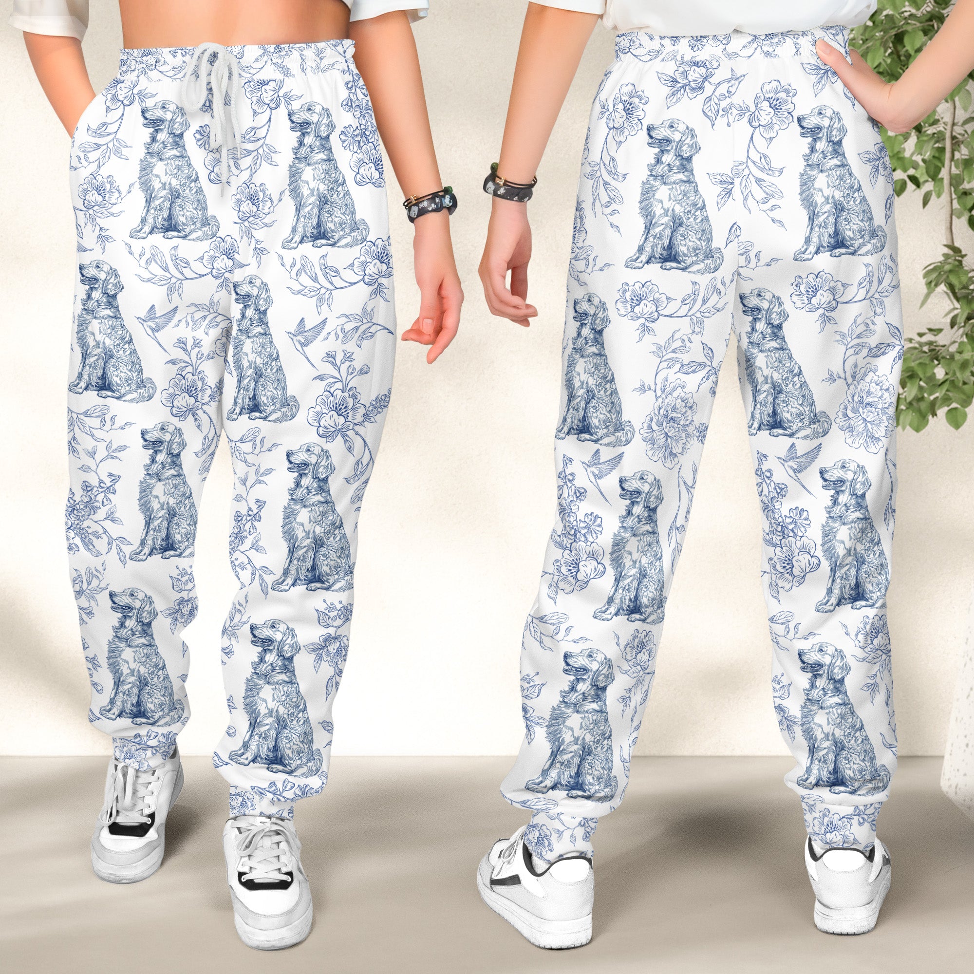 Dog Custom Breeds Toile De Jouy Floral Pattern French Style - Personalized Sweatpants