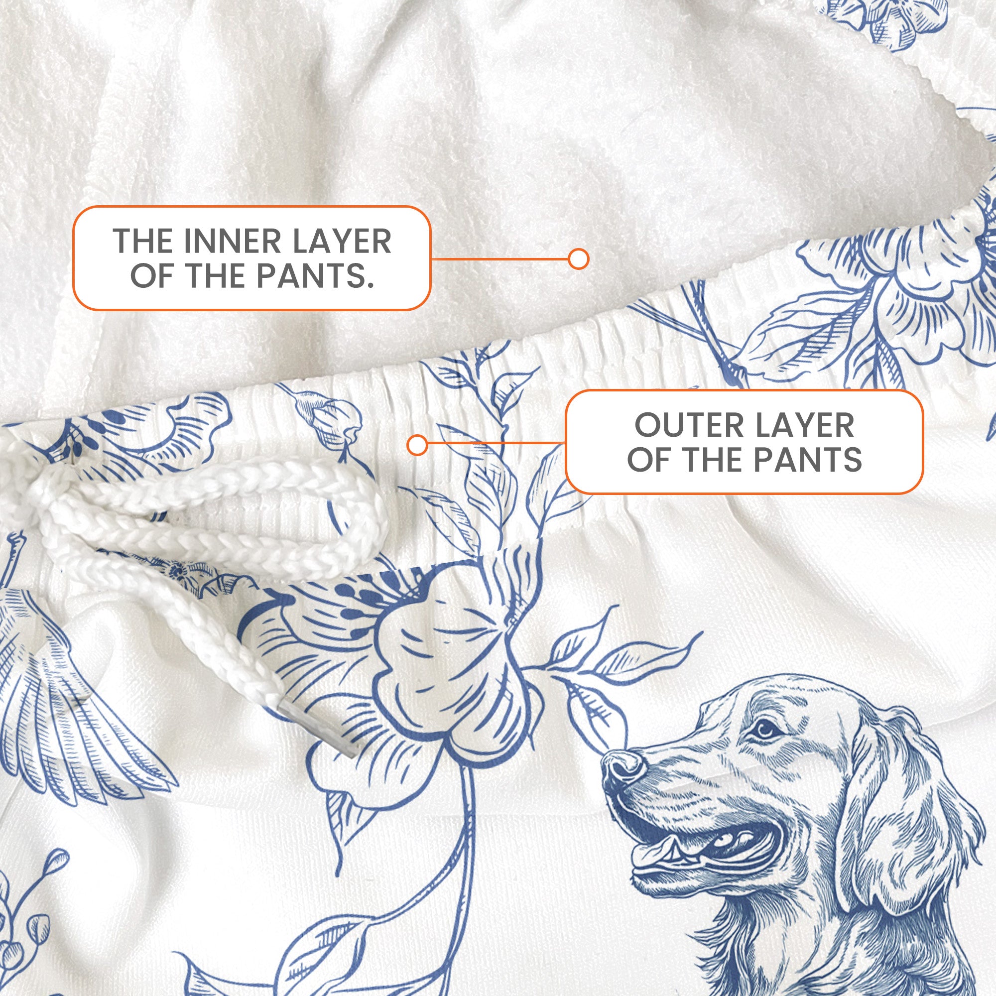 Dog Custom Breeds Toile De Jouy Floral Pattern French Style - Personalized Sweatpants