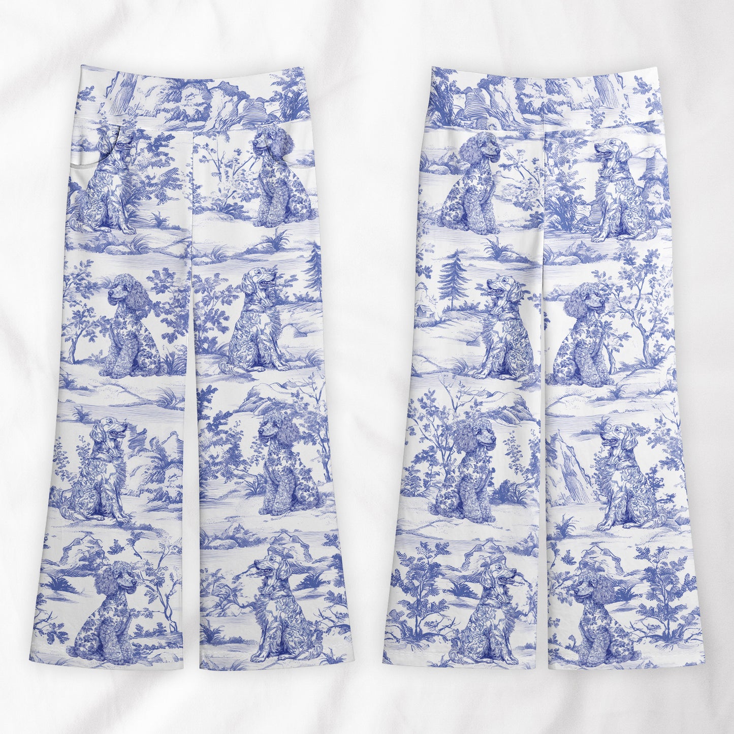 Dog Custom Breeds Toile De Jouy French Style - Personalized Wide Leg Pants