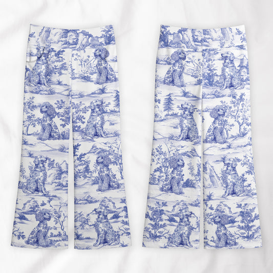 Dog Custom Breeds Toile De Jouy French Style - Personalized Wide Leg Pants