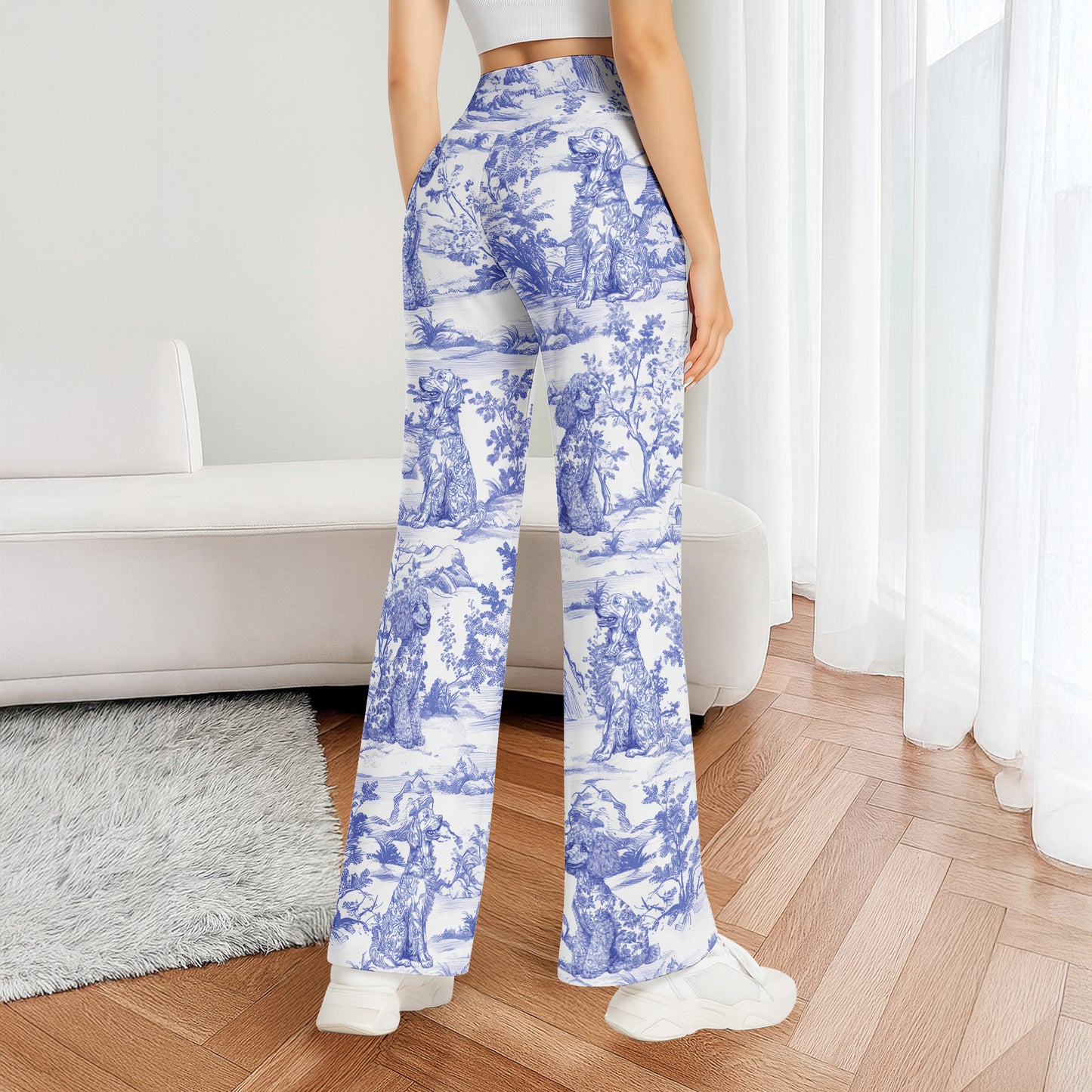 Dog Custom Breeds Toile De Jouy French Style - Personalized Wide Leg Pants