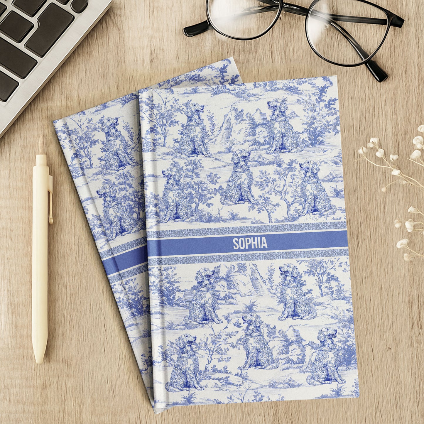 Dog Custom Breeds Toile De Jouy - Personalized Hardcover Journal