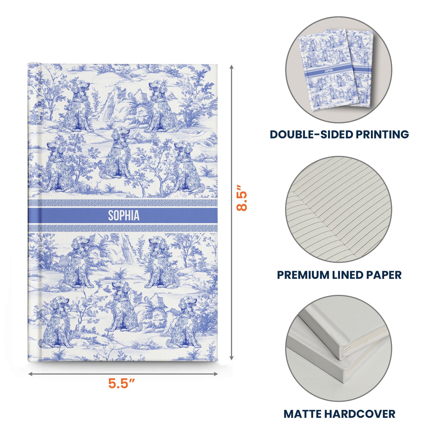 Dog Custom Breeds Toile De Jouy - Personalized Hardcover Journal