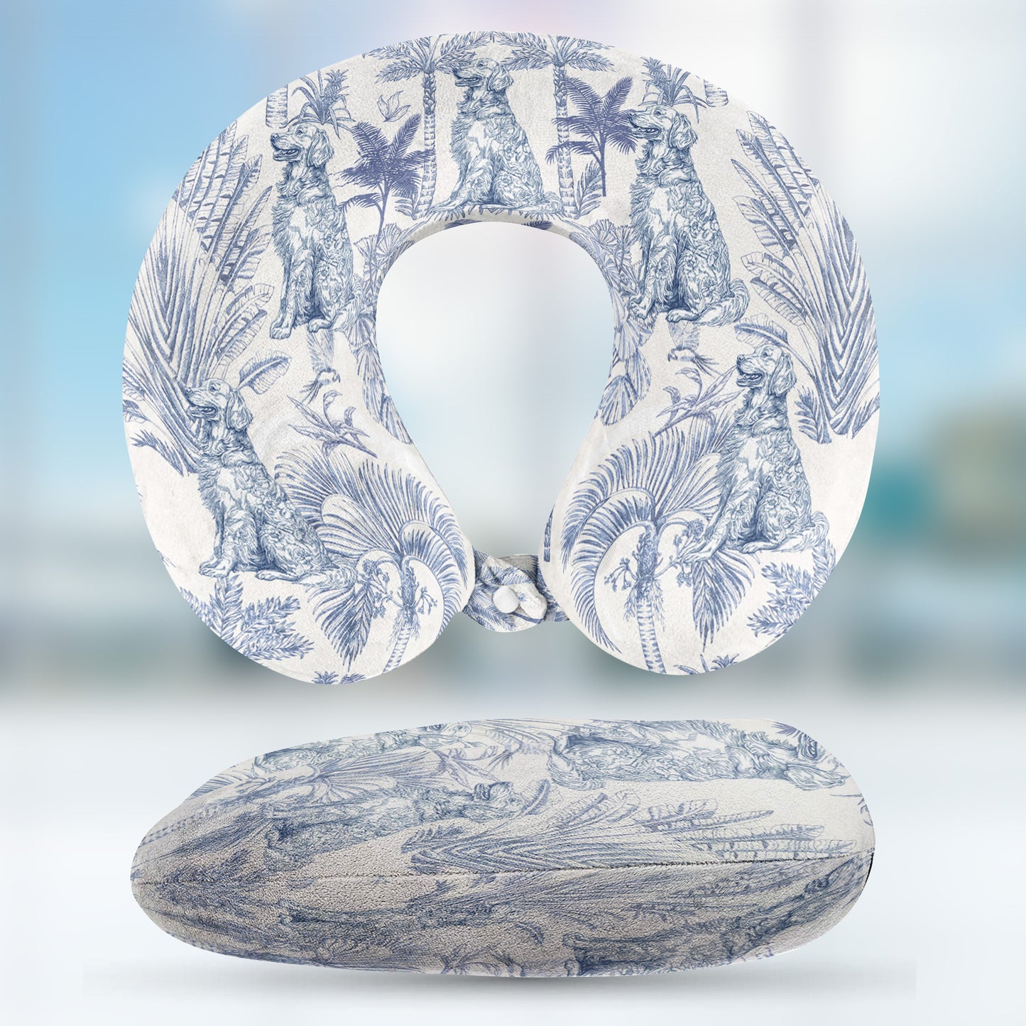 Dog Custom Breeds Toile De Jouy - Personalized U-Shaped Travel Neck Pillow