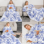 Dog Custom Breeds Toile De Jouy Style - Personalized Wearable Blanket With Sleeves