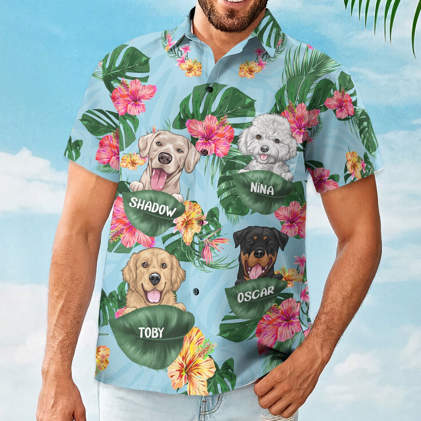 Dog Dad Cat Dad Pet Lovers Tropical Summer - Personalized Hawaiian Shirt