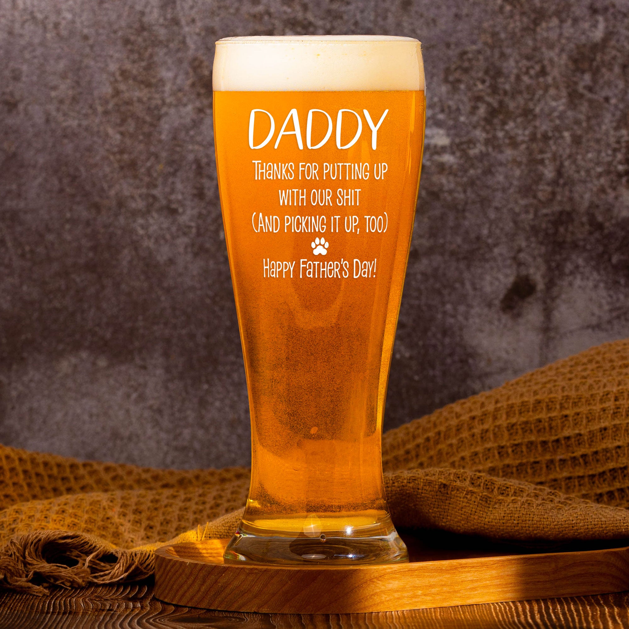 Dog Dad Thanks For Putting Up With My Sh!t - Personalized Pilsner Glass