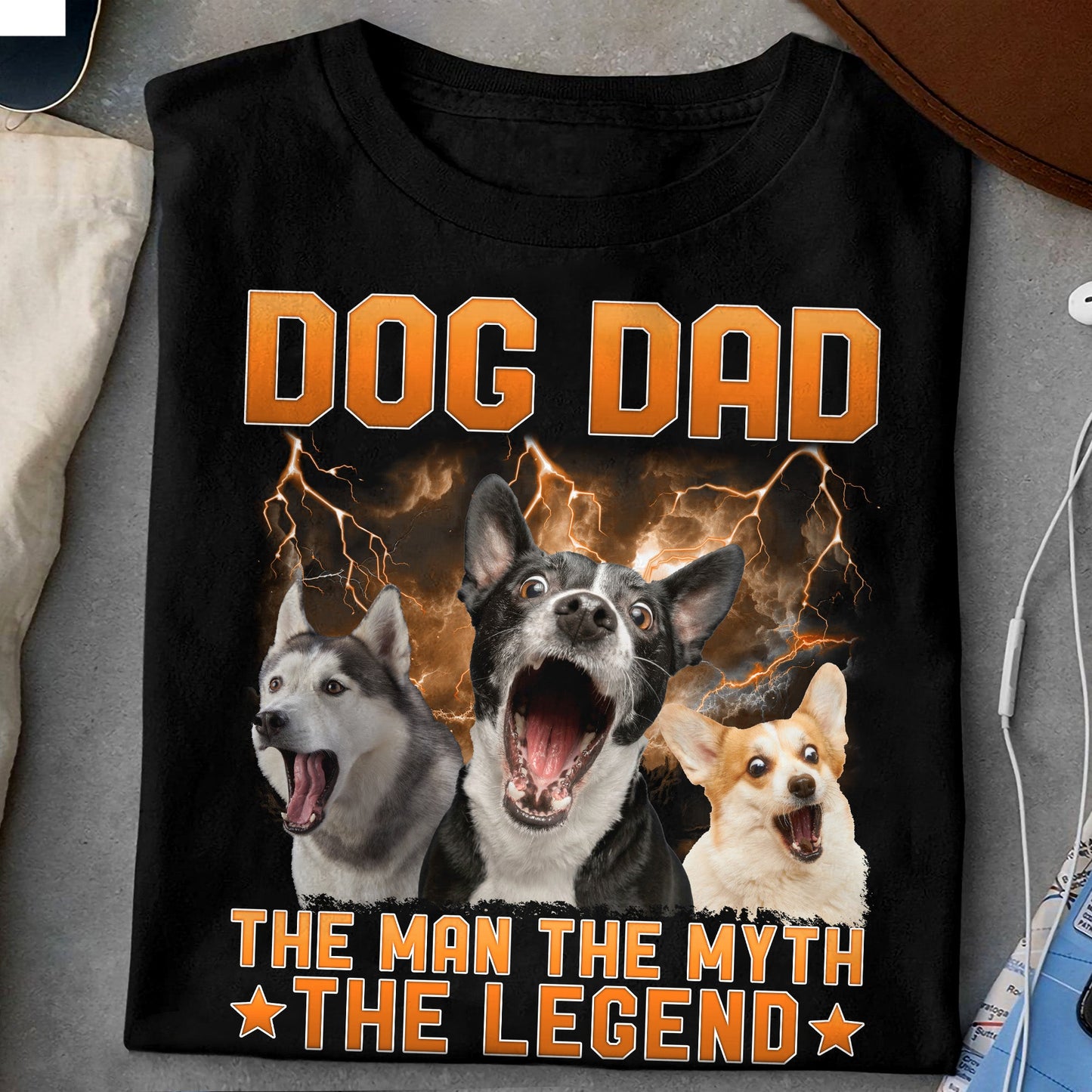 Dog Dad The Man The Myth The Legend - Personalized Photo Shirt