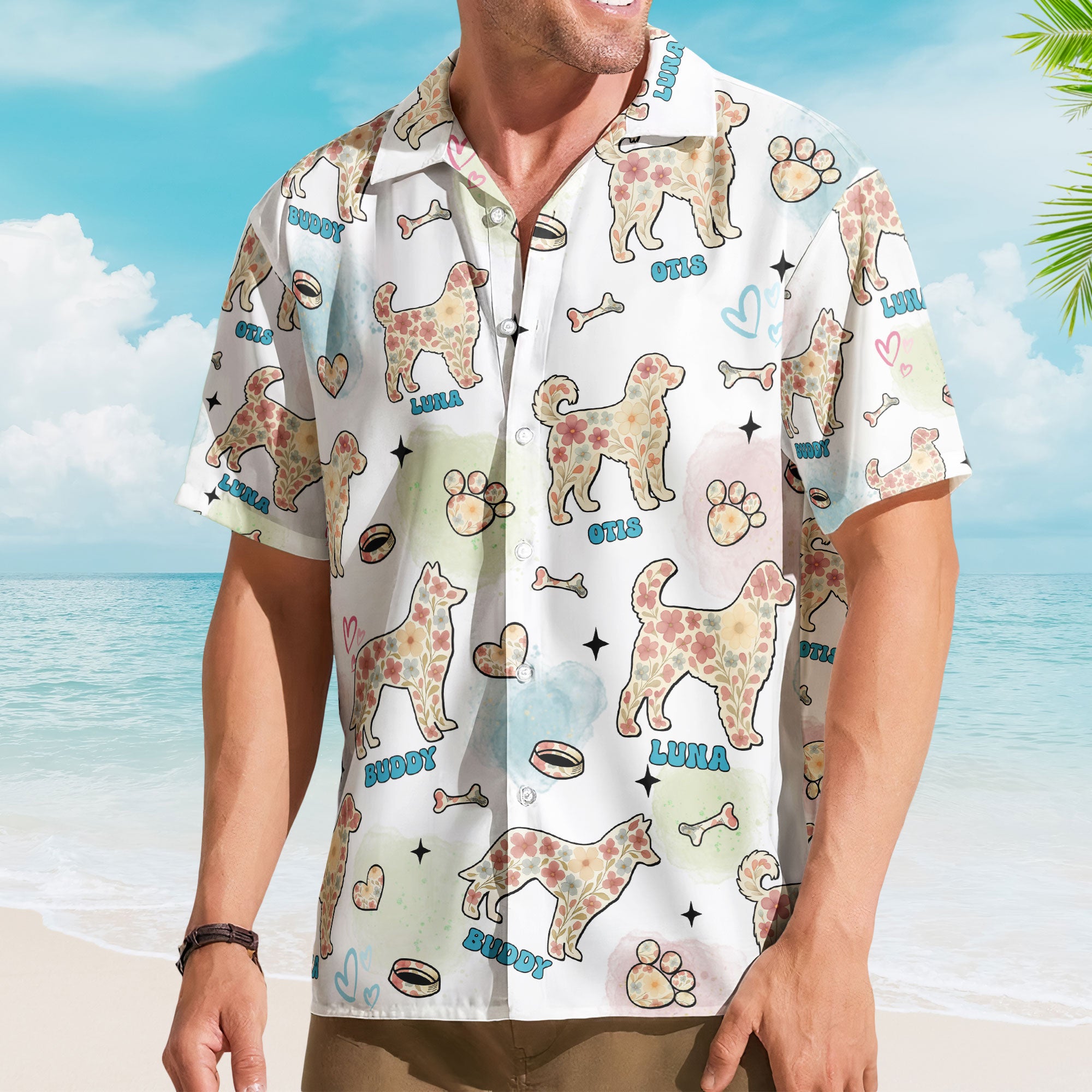 Dog Floral Summer - Personalized Hawaiian Shirt