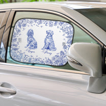 Dog Floral Toile De Jouy Style - Custom Car Side Window Sun Shade