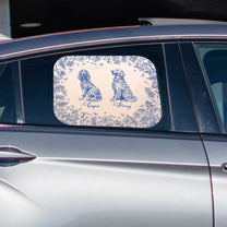 Dog Floral Toile De Jouy Style - Custom Car Side Window Sun Shade