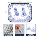 Dog Floral Toile De Jouy Style - Custom Car Side Window Sun Shade