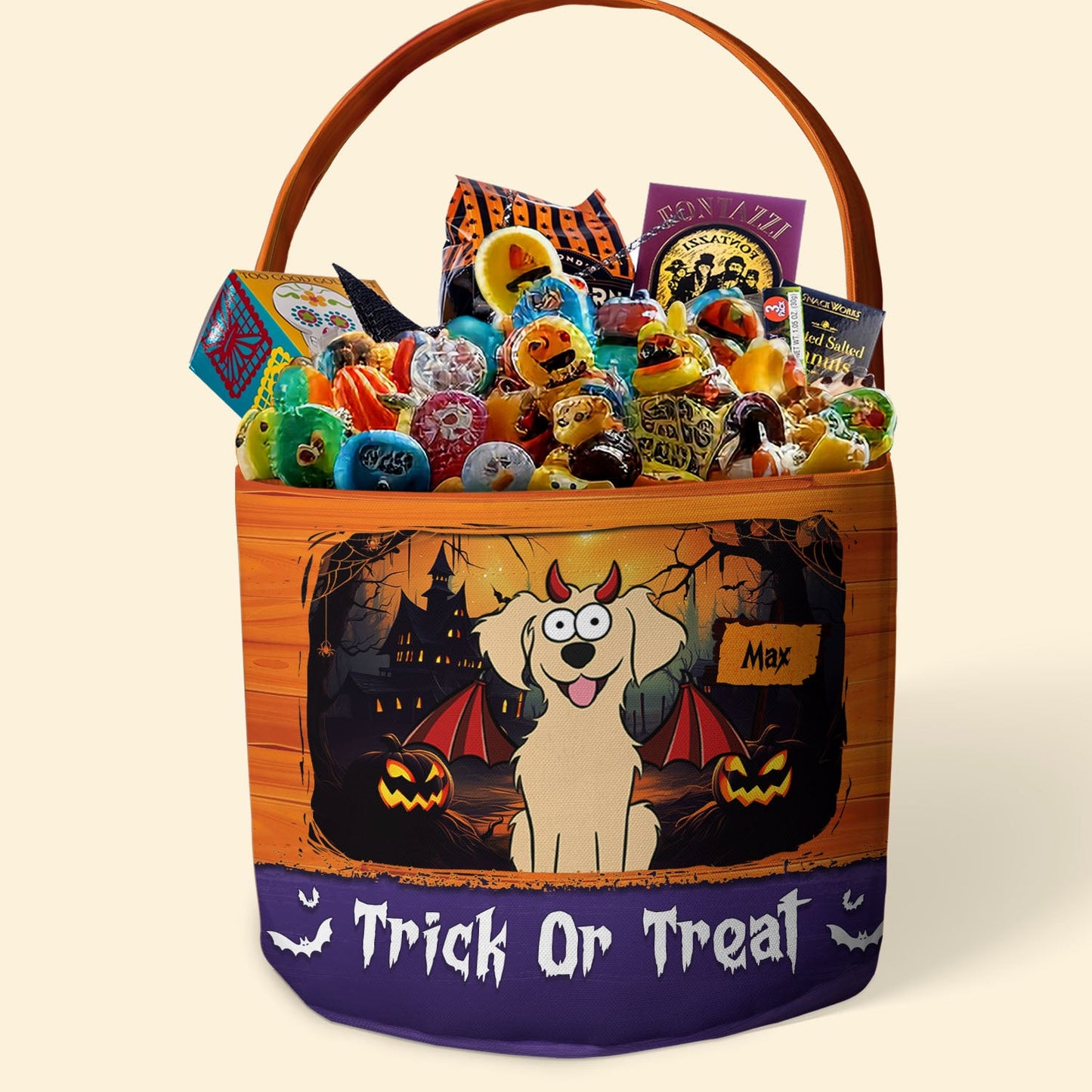 Dog Halloween Trick Or Treat Bag - Personalized Halloween Spooky Basket