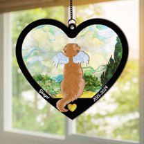 Dog Heart Memorial Gift - Personalized Window Hanging Suncatcher Ornament