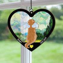 Dog Heart Memorial Gift - Personalized Window Hanging Suncatcher Ornament