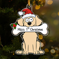 Dog Holding A Bone 1St Christmas - Personalized Acrylic Ornament