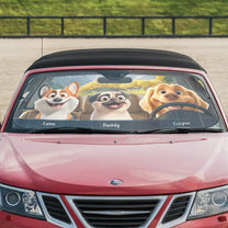 Dog In The Car Funny - Personalized Car Sun Shade