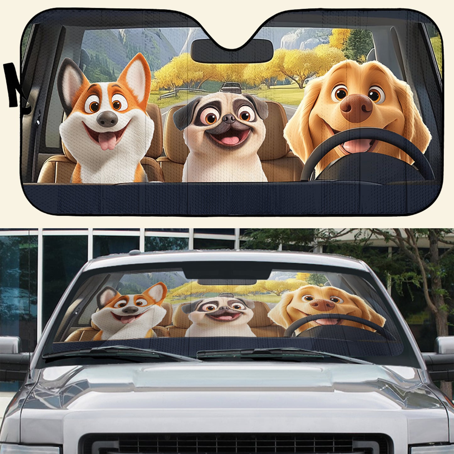 Dog In The Car Funny - Personalized Car Sun Shade
