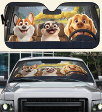 Dog In The Car Funny - Personalized Car Sun Shade