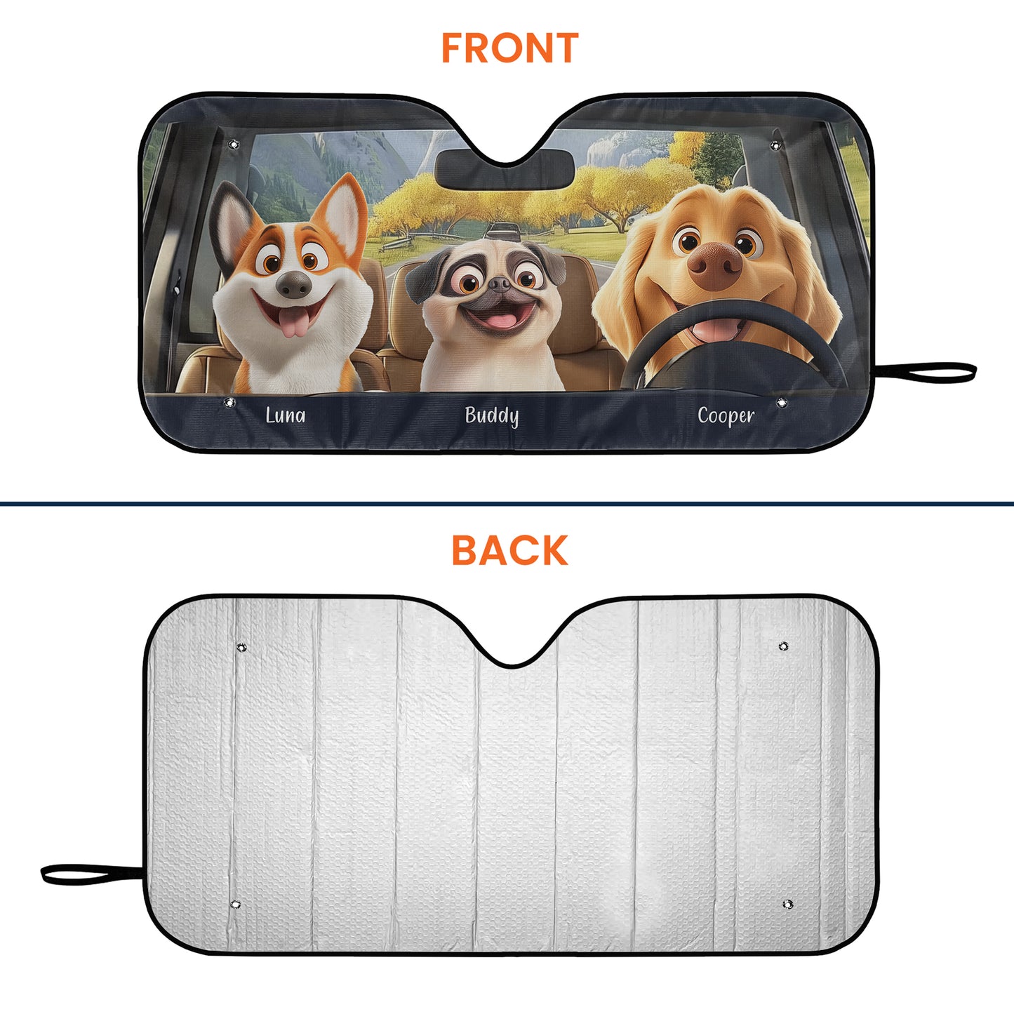 Dog In The Car Funny - Personalized Car Sun Shade