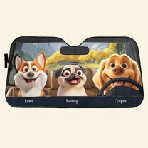 Dog In The Car Funny - Personalized Car Sun Shade