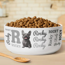 Dog Initial Name Pattern - Personalized Ceramic Bowl