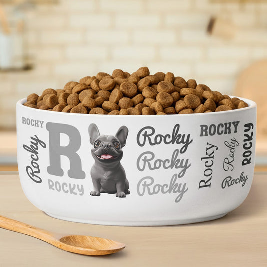 Dog Initial Name Pattern - Personalized Ceramic Bowl