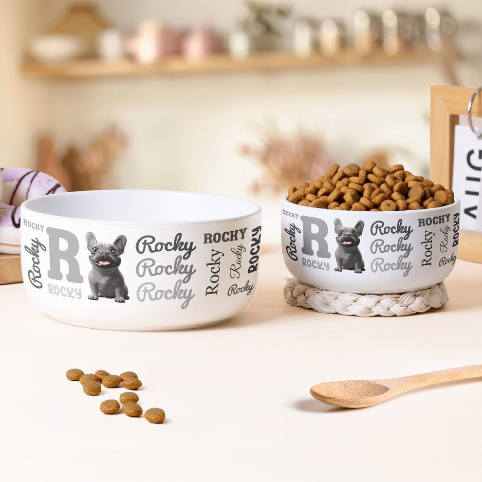 Dog Initial Name Pattern - Personalized Ceramic Bowl – Macorner