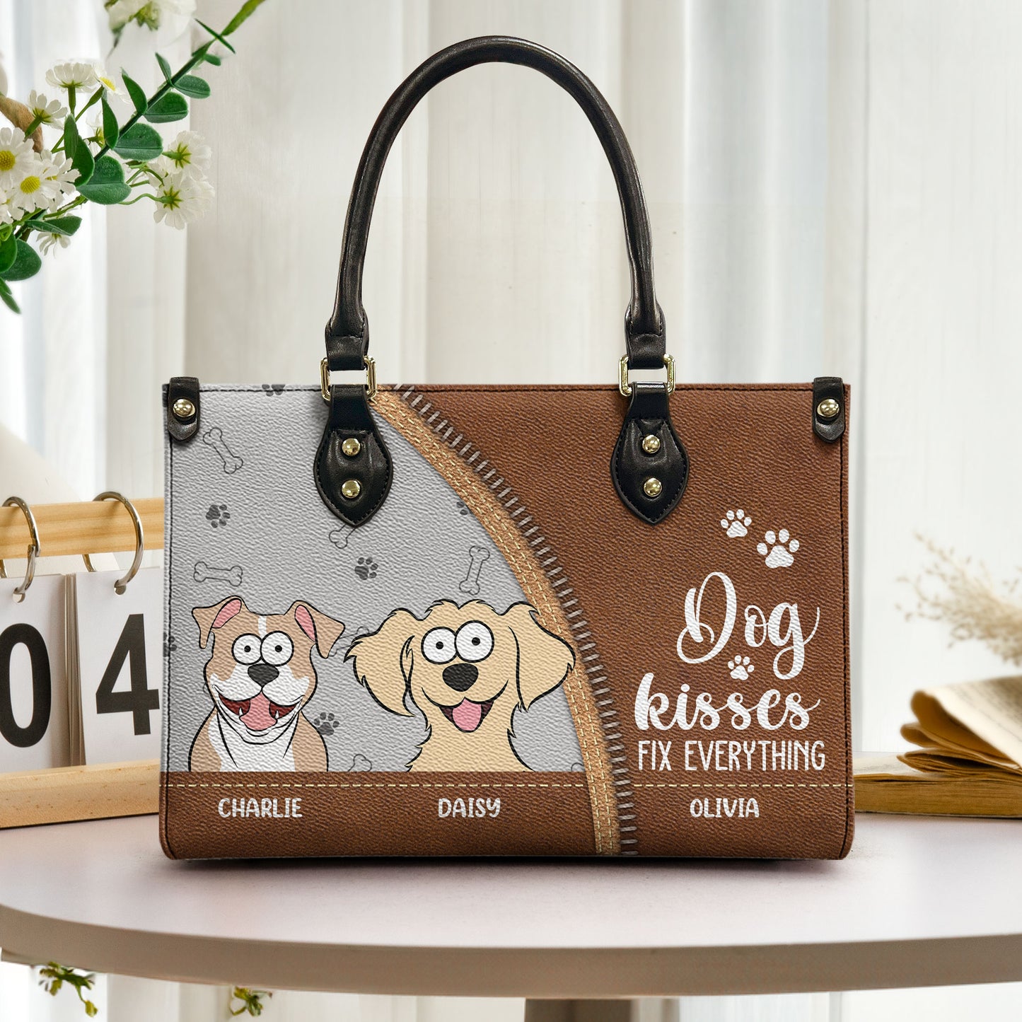 Dog Kisses Fix Everything  - Personalized Leather Bag