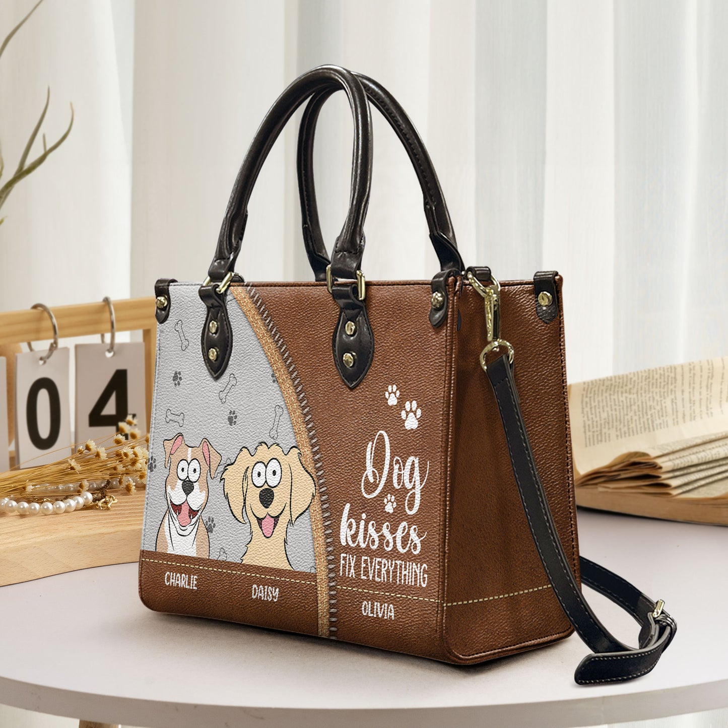 Dog Kisses Fix Everything  - Personalized Leather Bag