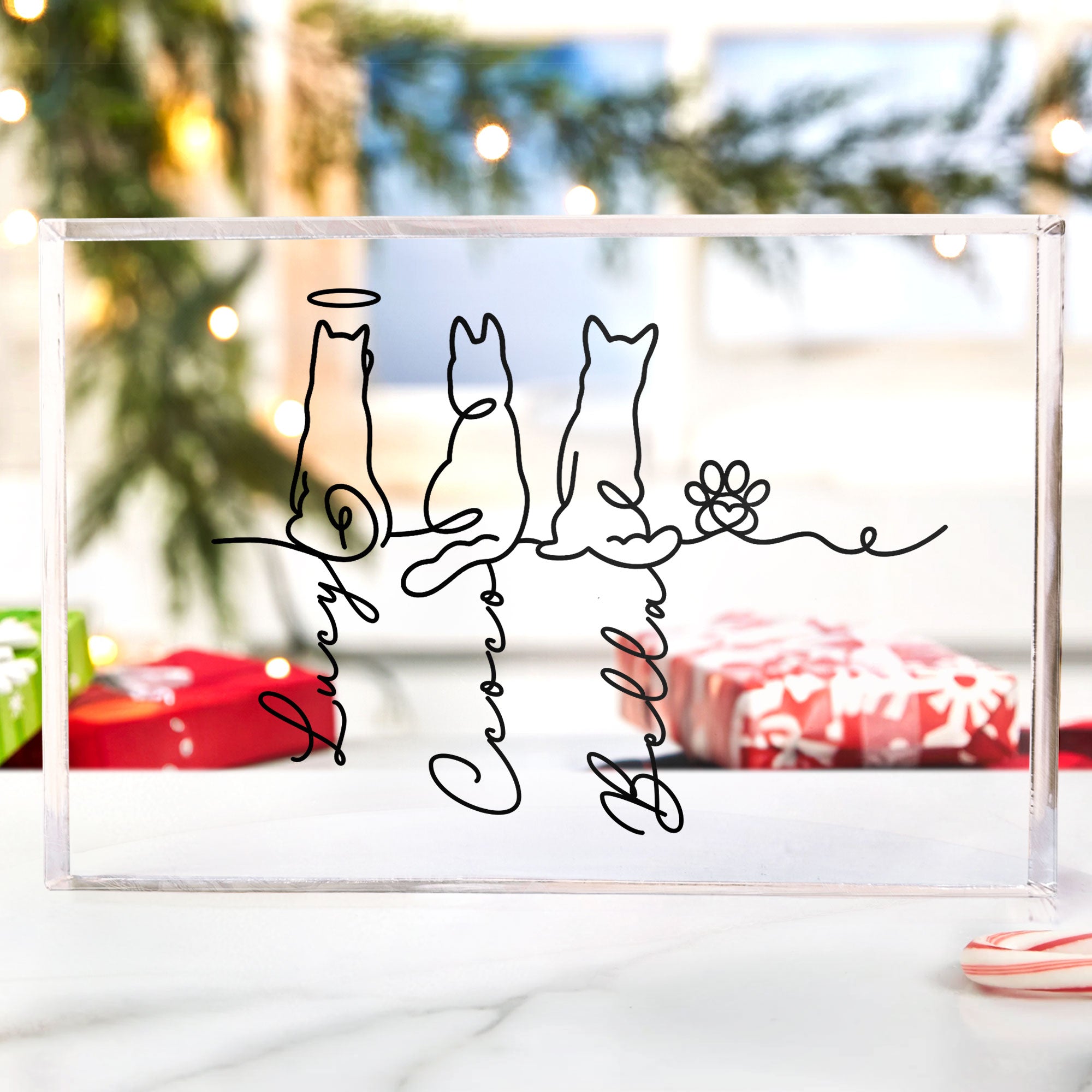 Dog Line Art Gift For Dog Lovers - Personalized Acrylic Plaque