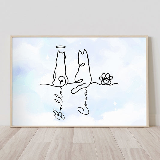 Dog Line Art Gift For Dog Lovers - Personalized Poster