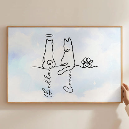 Dog Line Art Gift For Dog Lovers - Personalized Poster